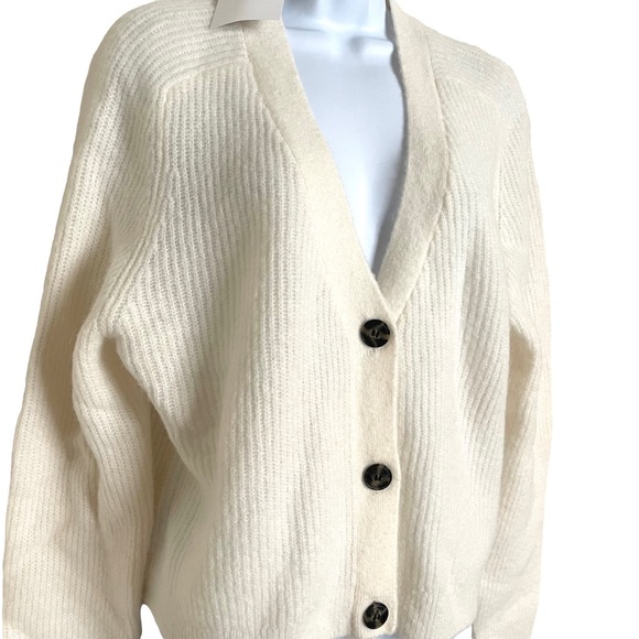 GANNI Ribbed-knit Caridgan Alpaca & wool blended NWT - Picture 11 of 16